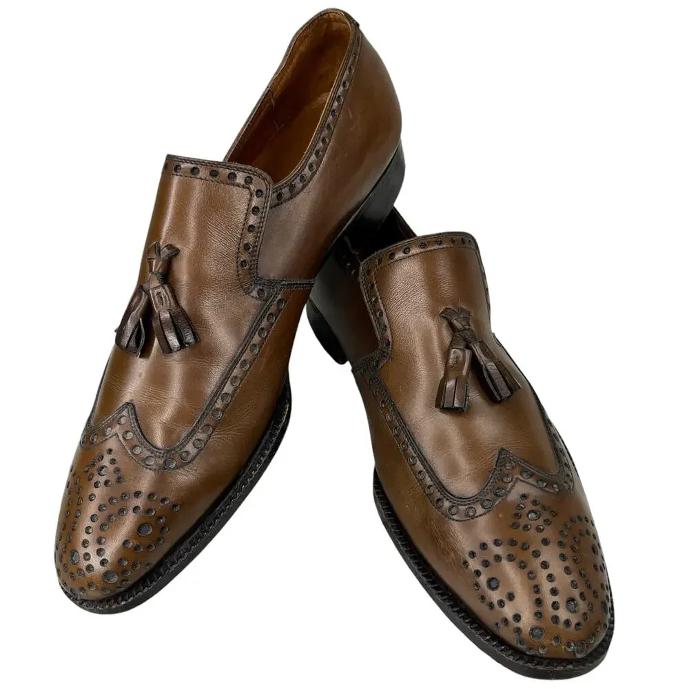 Ambassador Mens Dress Shoes Hollaus Collection Brown 8 C Tassel Slip On